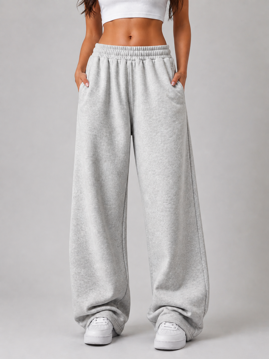 Light Heather Grey – Wide Leg Sweatpants - W