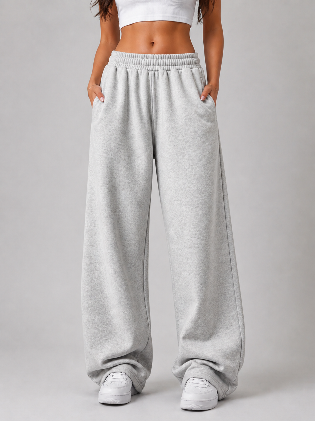 Light Heather Grey – Wide Leg Sweatpants - W