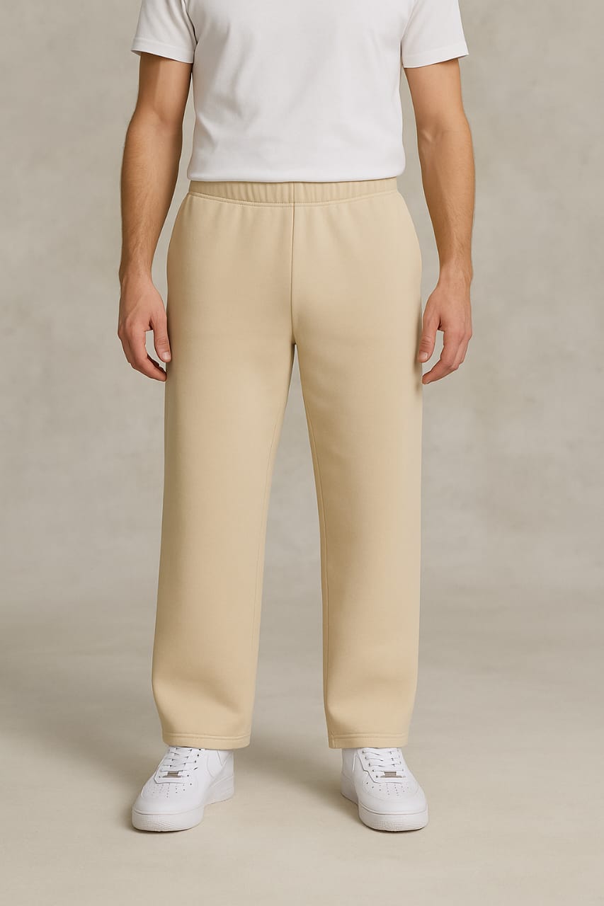 Men's Beige SweatPant Wide Leg