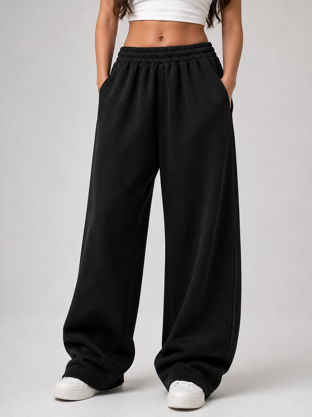 Women's Black SweatPant Wide Leg