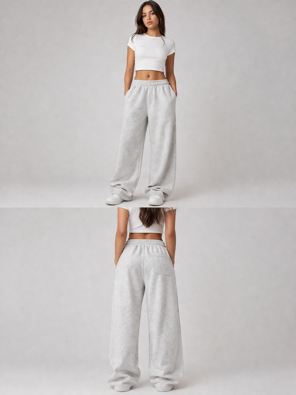 Light Heather Grey – Wide Leg Sweatpants - W
