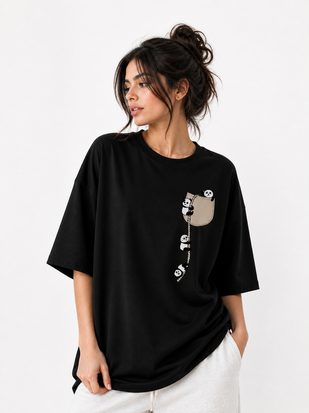 Pocket Panda Oversized Tee -W
