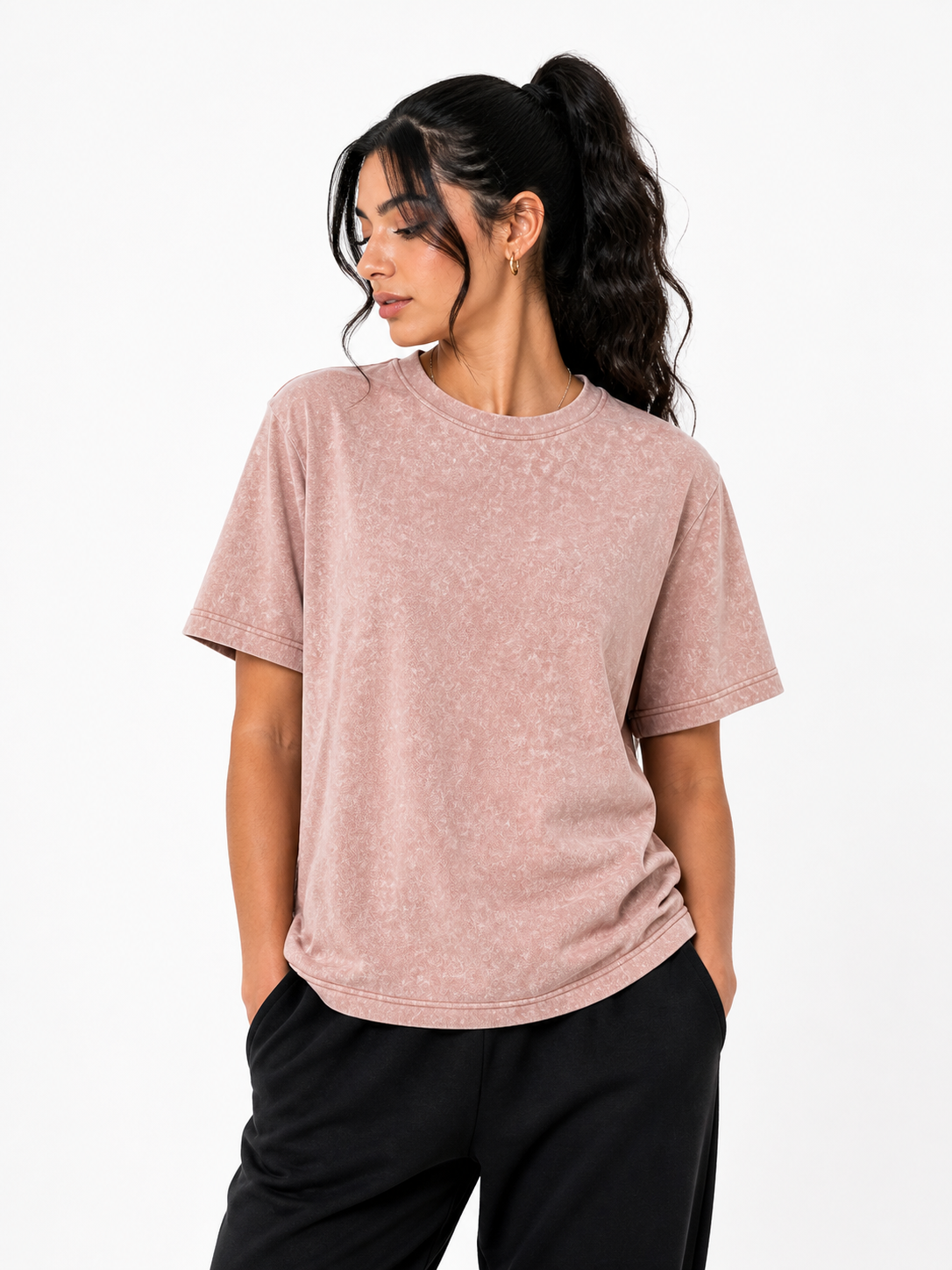W-Washed Pink Oversized T-Shirt