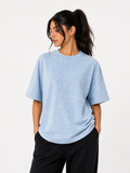 W-Washed Baby Blue Oversized T-Shirt