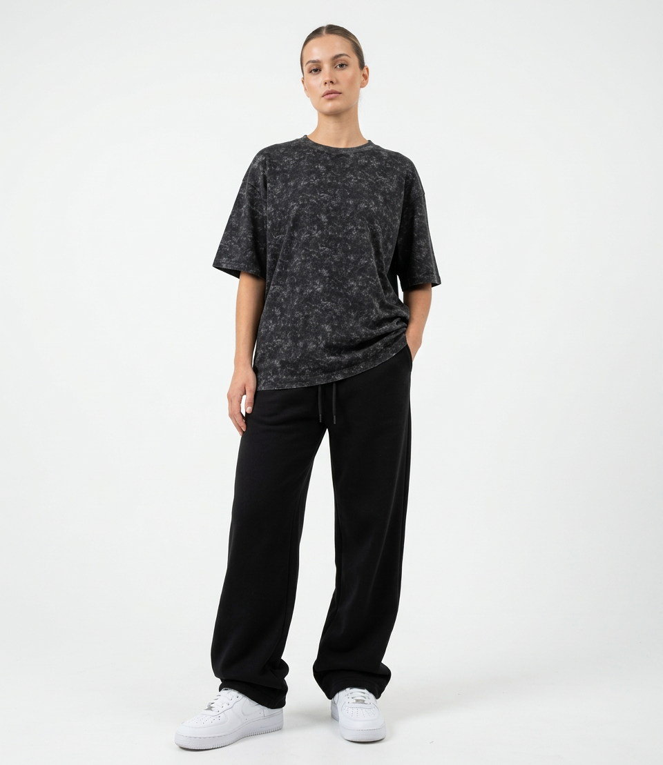 W-Washed Black Oversized T-Shirt