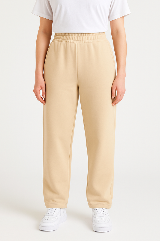 Women's Beige SweatPant Wide Leg