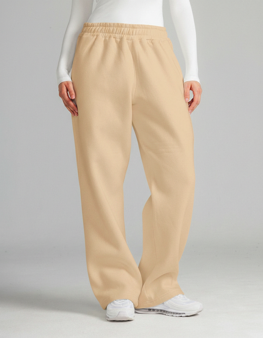 Women's Beige SweatPant Wide Leg