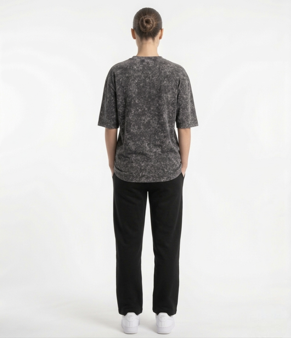 W-Washed Black Oversized T-Shirt