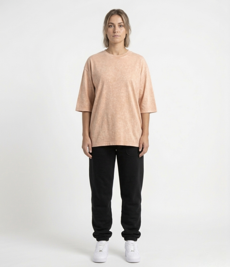 W-Washed Pink Oversized T-Shirt