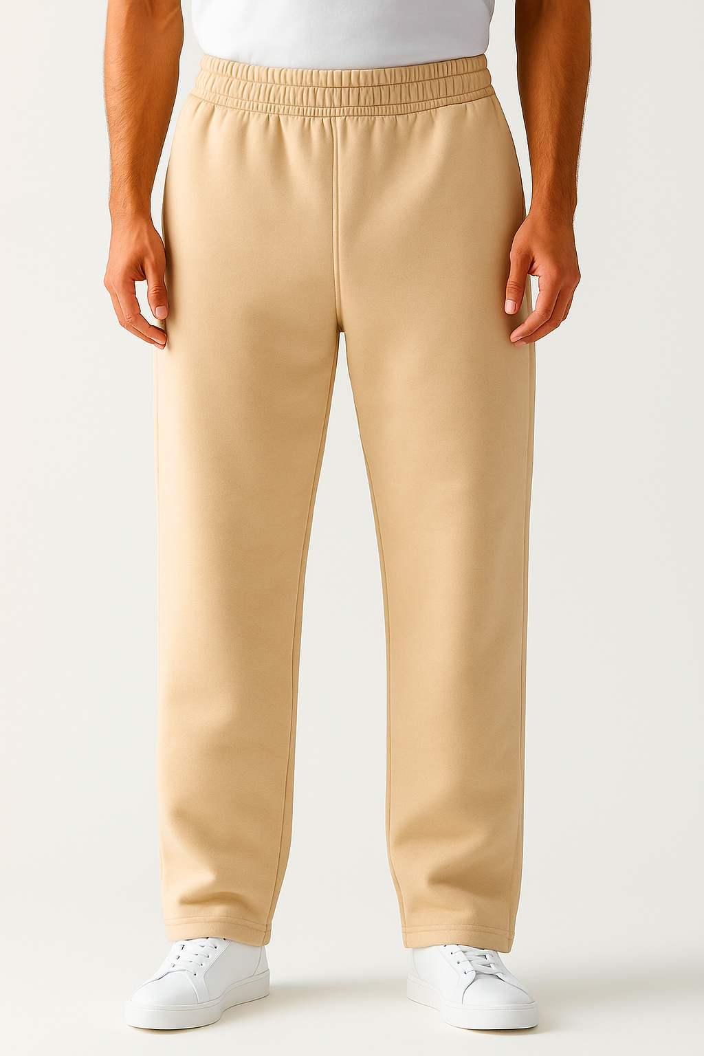 Men's Beige SweatPant Wide Leg