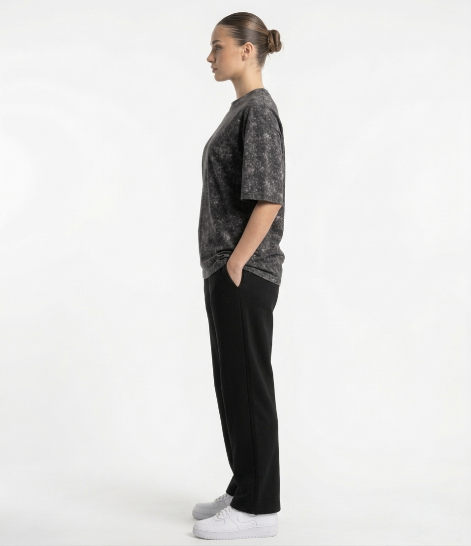 W-Washed Black Oversized T-Shirt