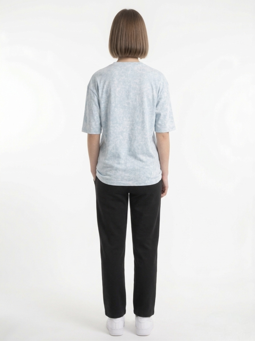 W-Washed Baby Blue Oversized T-Shirt